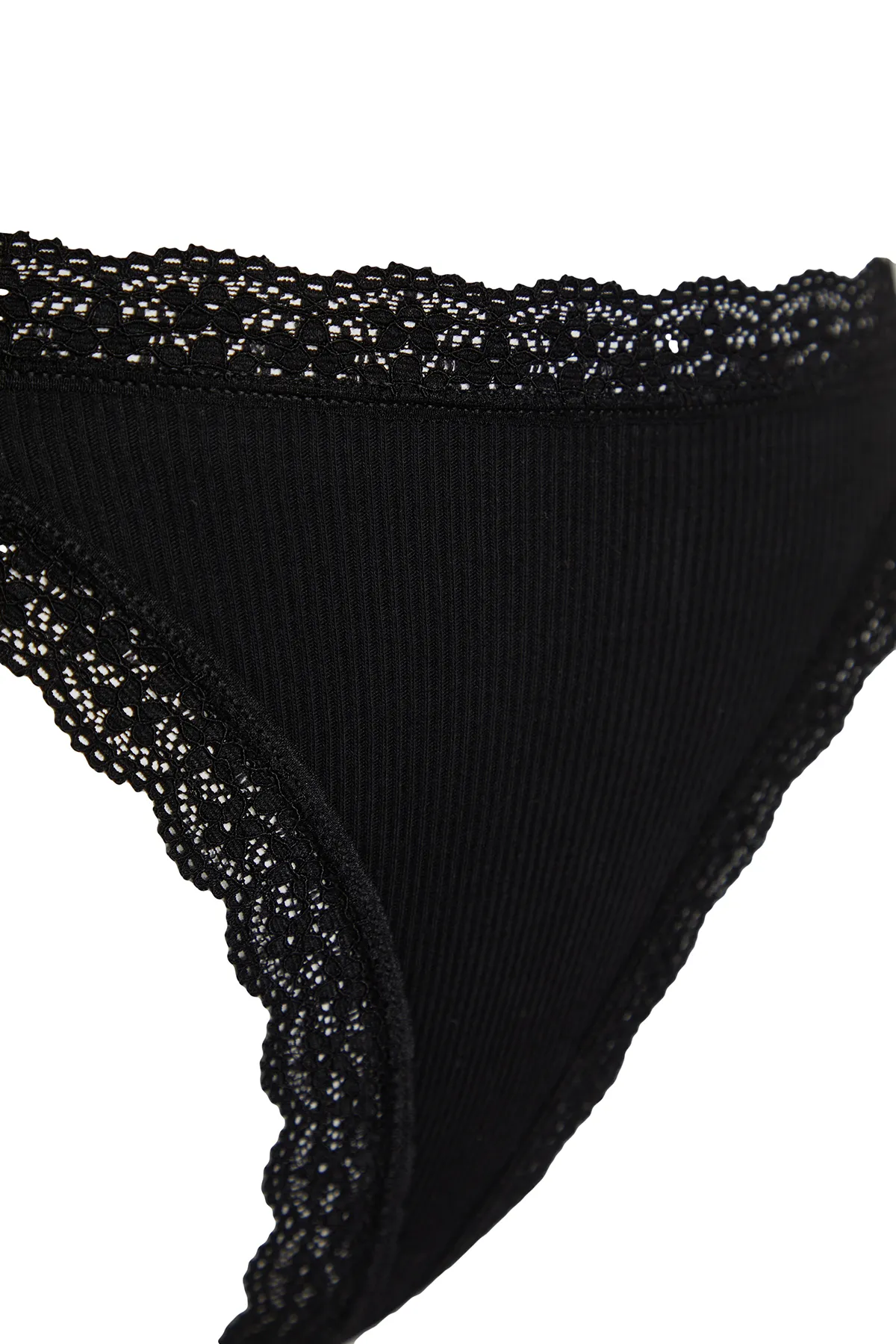 Trendyol Collection  Schwarz-Weiß-Haut 3er-Pack gestrickte Höschen aus 100 % Baumwolle mit schnurgebundener Spitze und detailliertem String THMSS24KU00004