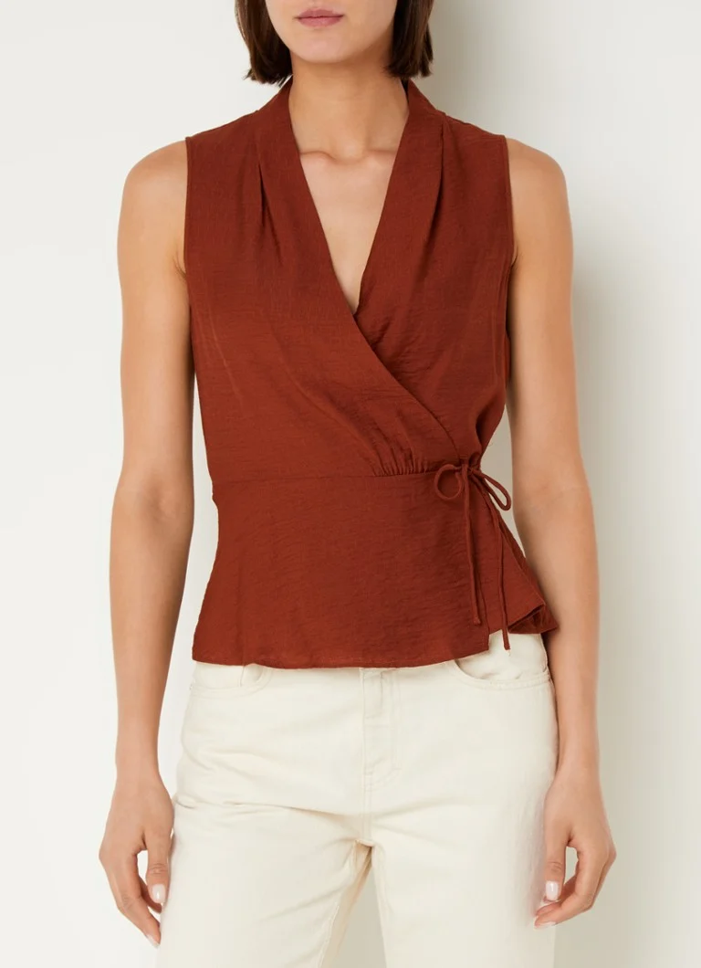 Taifun Sleeveless wrap top with texture