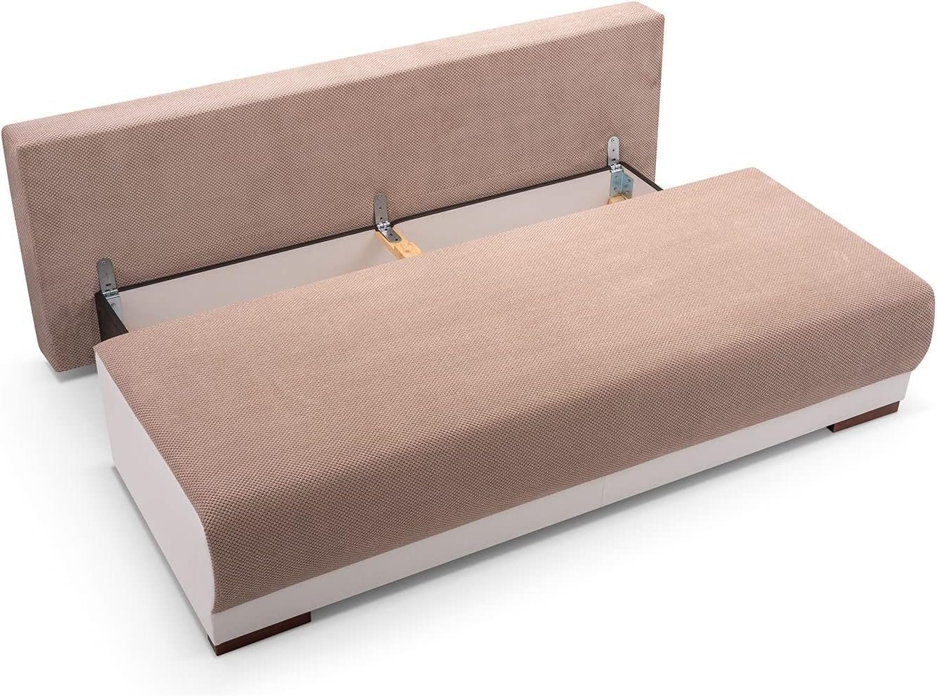 MOEBLO Schlafsofa NISA, Couch für Wohnzimmer, Sofagarnitur Polstersofa Wohnlandschaft, mit Schlaffunktion und Bettkasten