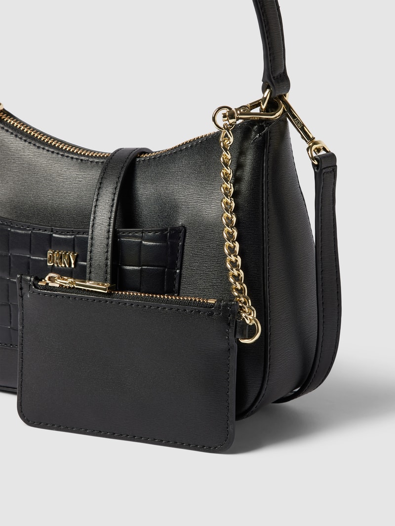 Umhängetasche mit Label-Applikation Modell 'SIMONA' in schwarz