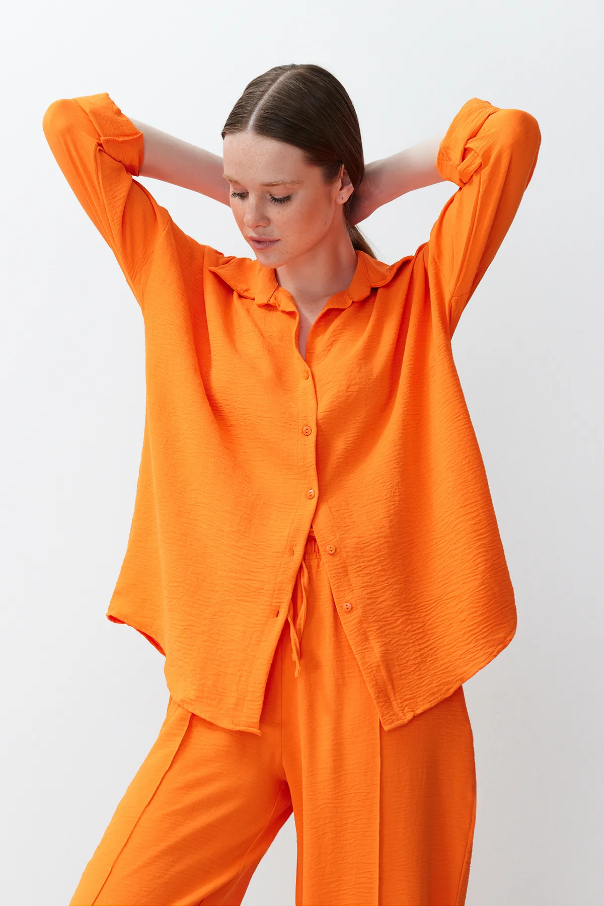 Trendyol Collection  Orange gewebtes Unter- und Ober-Unterteil-Oberteil-Set TWOSS24AU00038