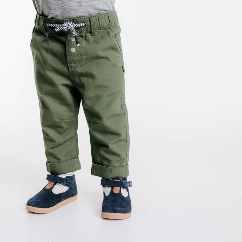 Pantalon regular coton fantaisie vert bébé garçon
