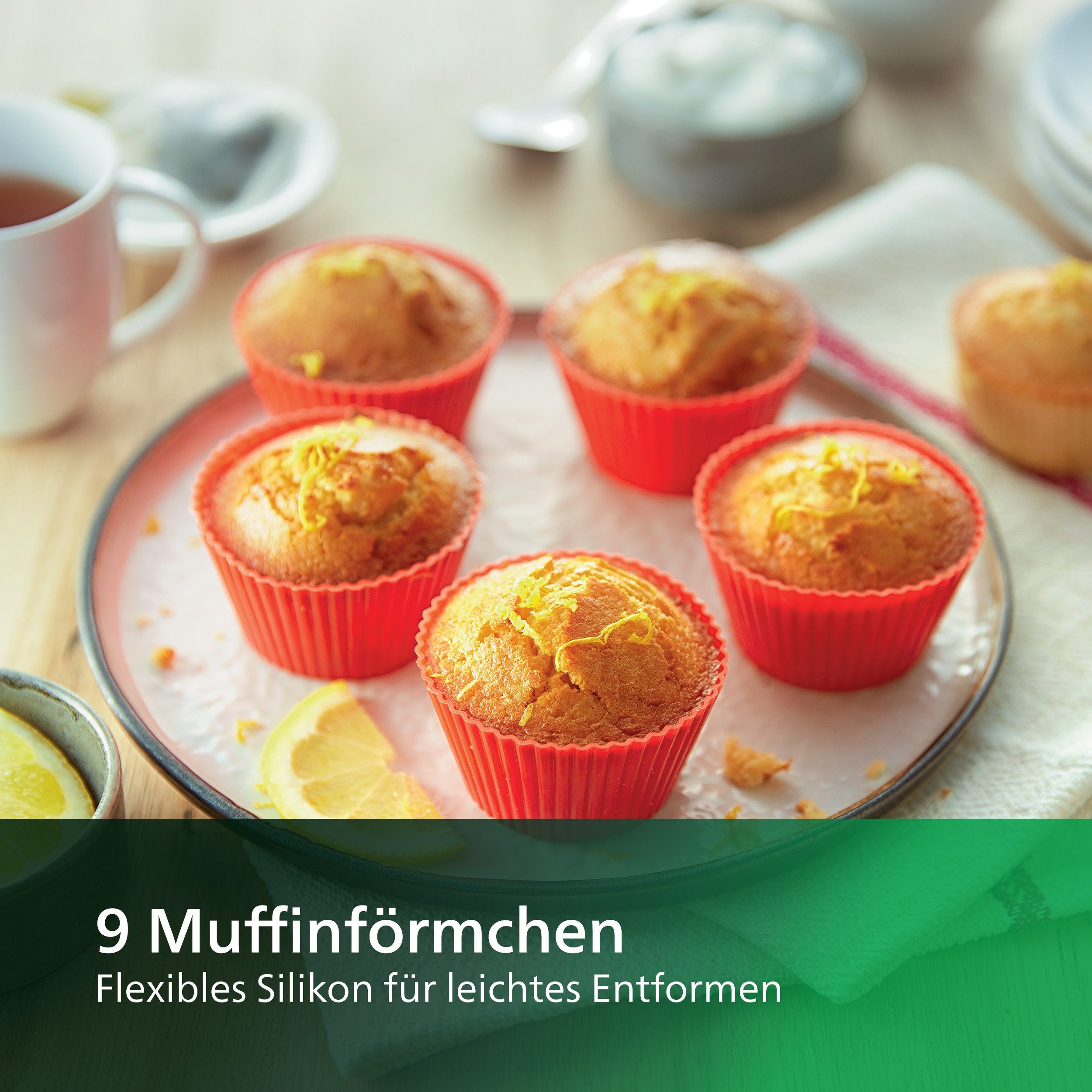 Philips Backblech HD9957/00 für Airfryer XXL 5000er Serie, inkl. 9 Silikon-Muffinförmchen, spülmaschinenfest