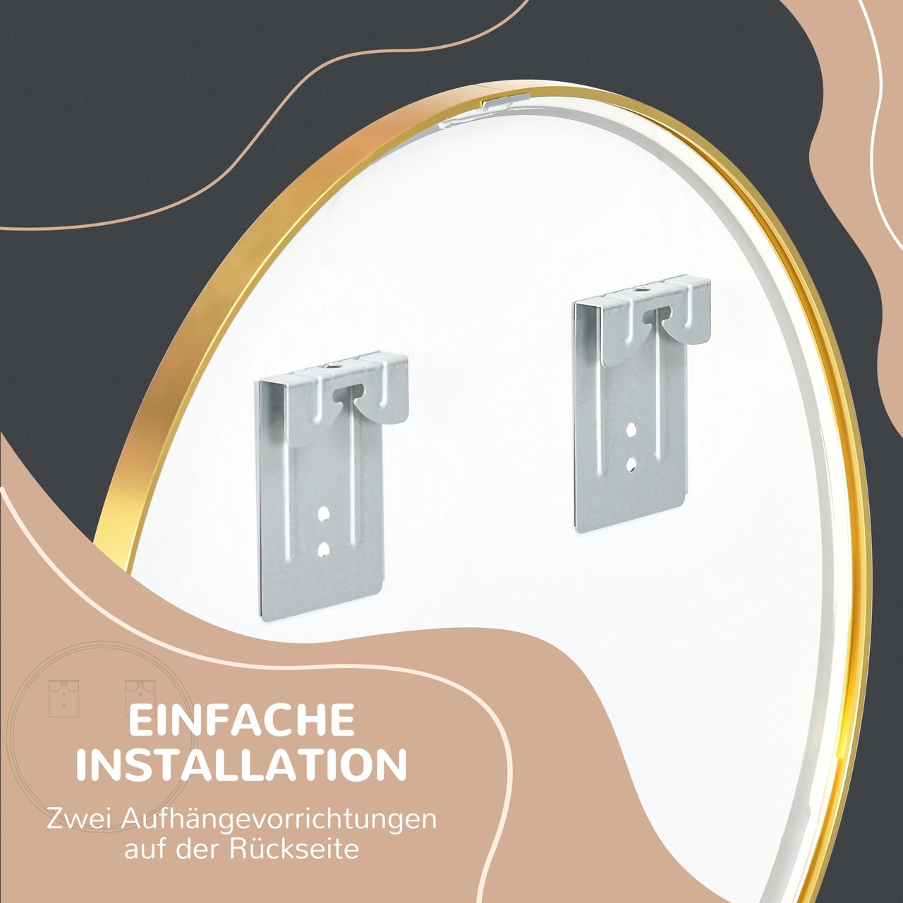 kleankin Badspiegel, Badezimmerspiegel, Ø50 cm Wandspiegel für Wohnzimmer, IP44