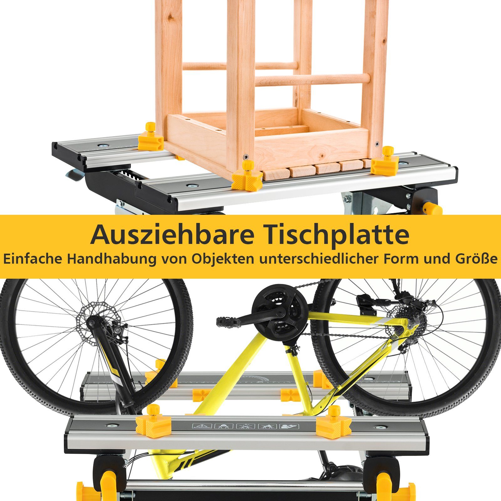 COSTWAY Werkbank Werktisch, 4-Fach neigbar, klappbar, 100 kg belastbar