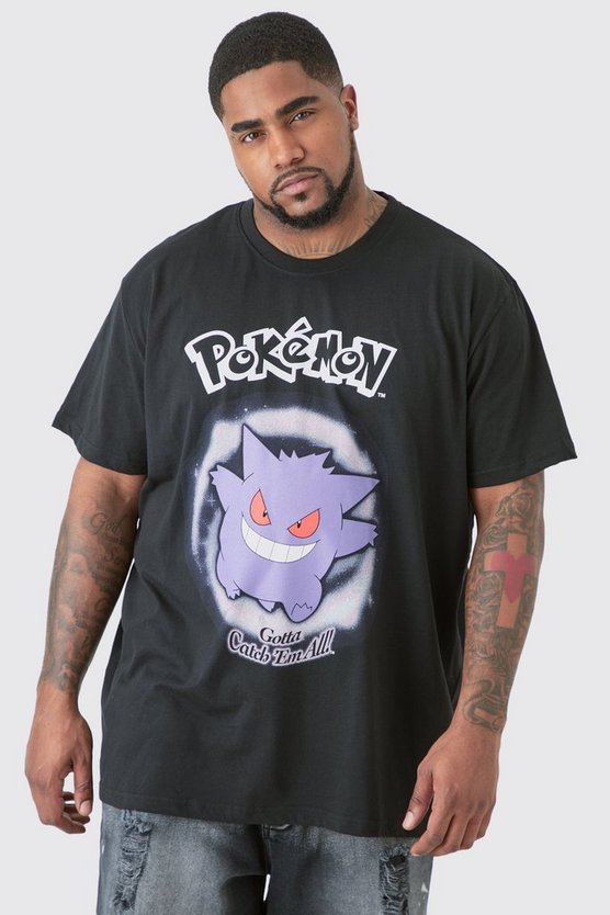 Plus schwarzes T-Shirt mit lizenziertem Pokemon Gengar Print