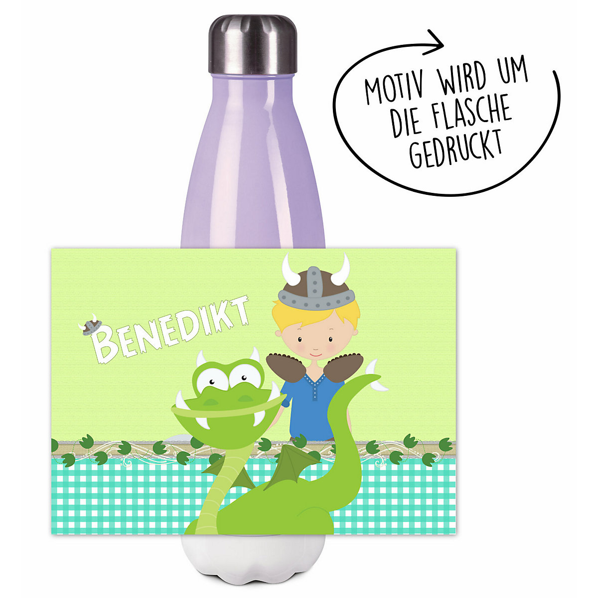 Edelstahl Kinder Thermoflasche / Trinkflasche bunt Wikinger Spülmaschinenfest, Auslaufsicher, Bruchfest, Doppelwandig, Für Heißgetränke geeignet, Mit Deckel, Isoliert