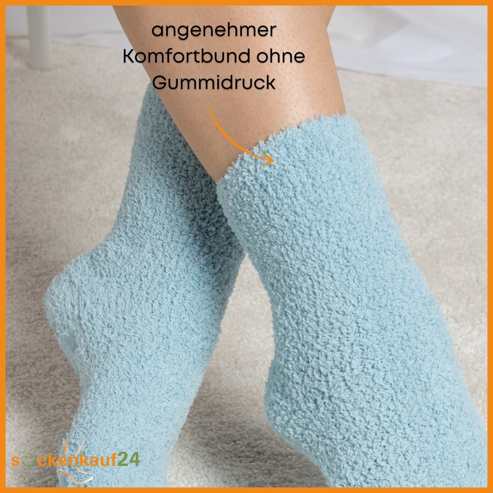 sockenkauf24 Kuschelsocken 6 oder 12 Paar Damen Socken mit ABS Anti Rutsch Sohle (6-Paar, Größe 35-42) - 37417 WP
