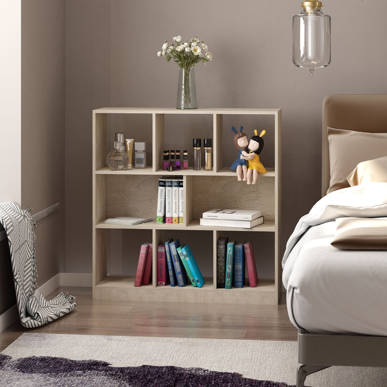 HOMCOM Bücherregal 3-stöckige Bücherregal Büroregal Home-Office Spanplatte Natur