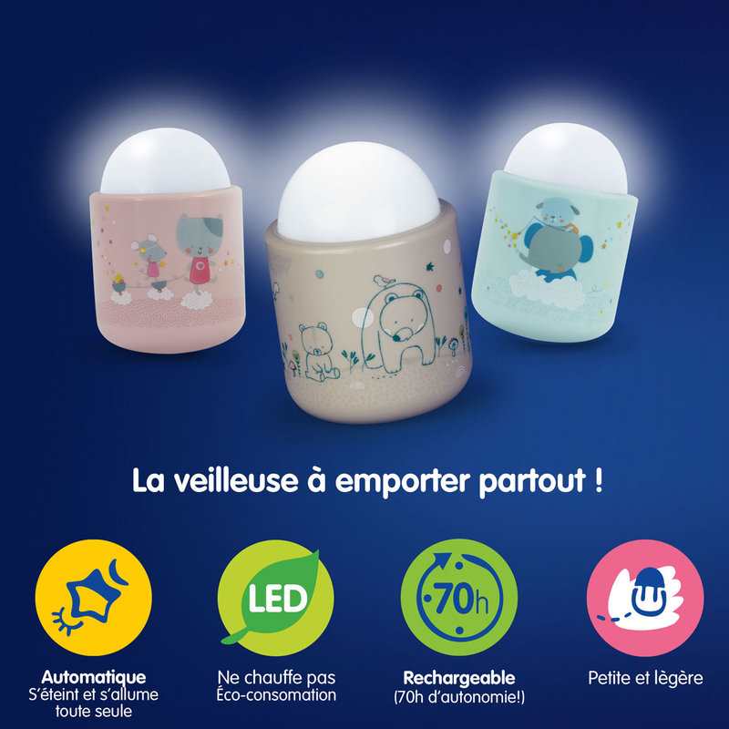 Veilleuse nomade rose Lolabella souris Pabobo