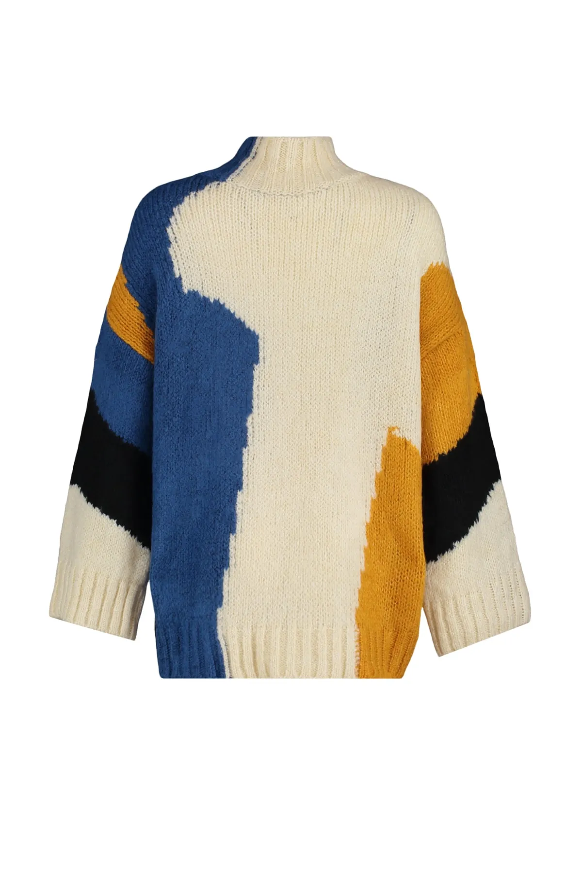 Trendyol Collection  Mehrfarbiger Strickpullover mit weicher Textur und Farbblockdesign TWOAW20XS0047