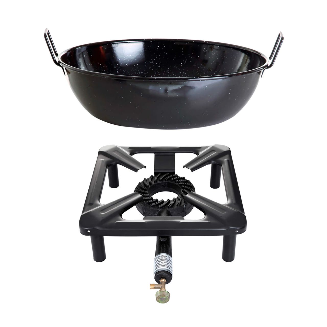Allgrill Hockerkocher-Set (groß) mit Emaille-Schüssel / Topf Ø 40 cm - ohne Zündsicherung