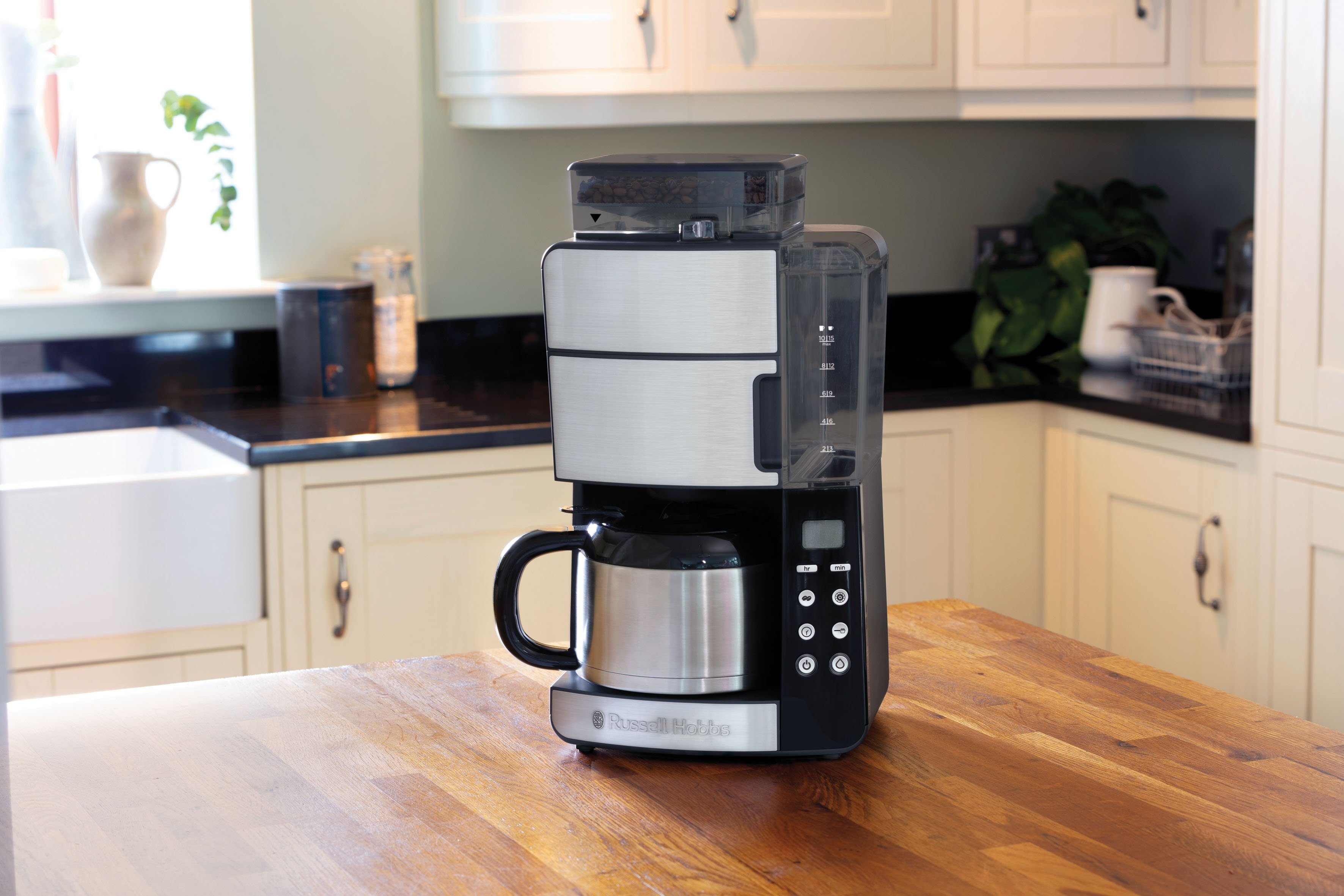 RUSSELL HOBBS Kaffeemaschine mit Mahlwerk Grind & Brew 25620-56, 1,25l Kaffeekanne, Papierfilter 1x4, mit Thermokanne