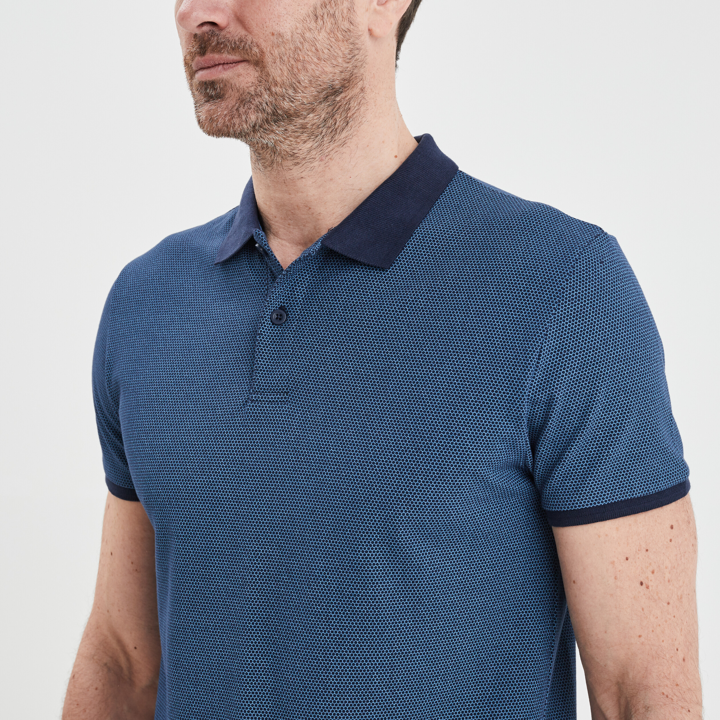 Polo droit manches courtes coton bleu marine homme | La Halle
