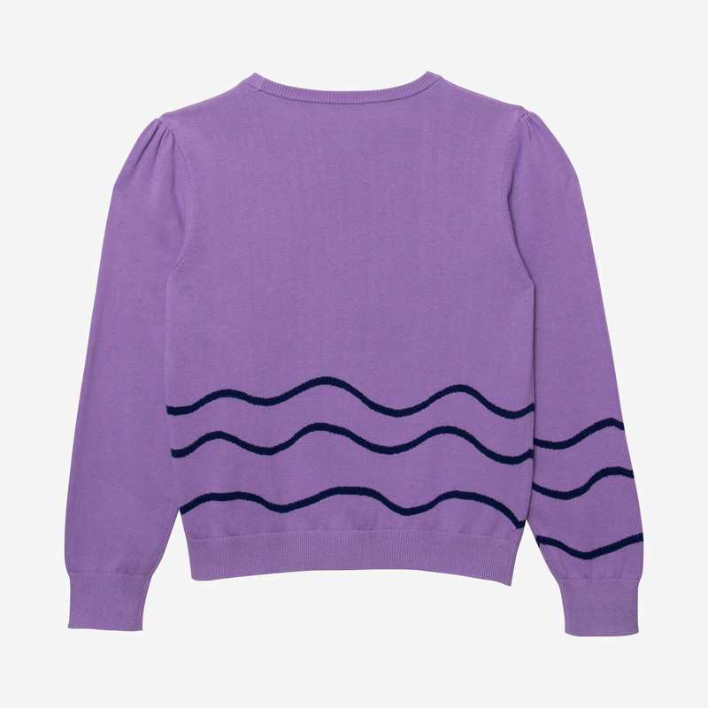 Pull fille tricot esprit marinière violet Catimini