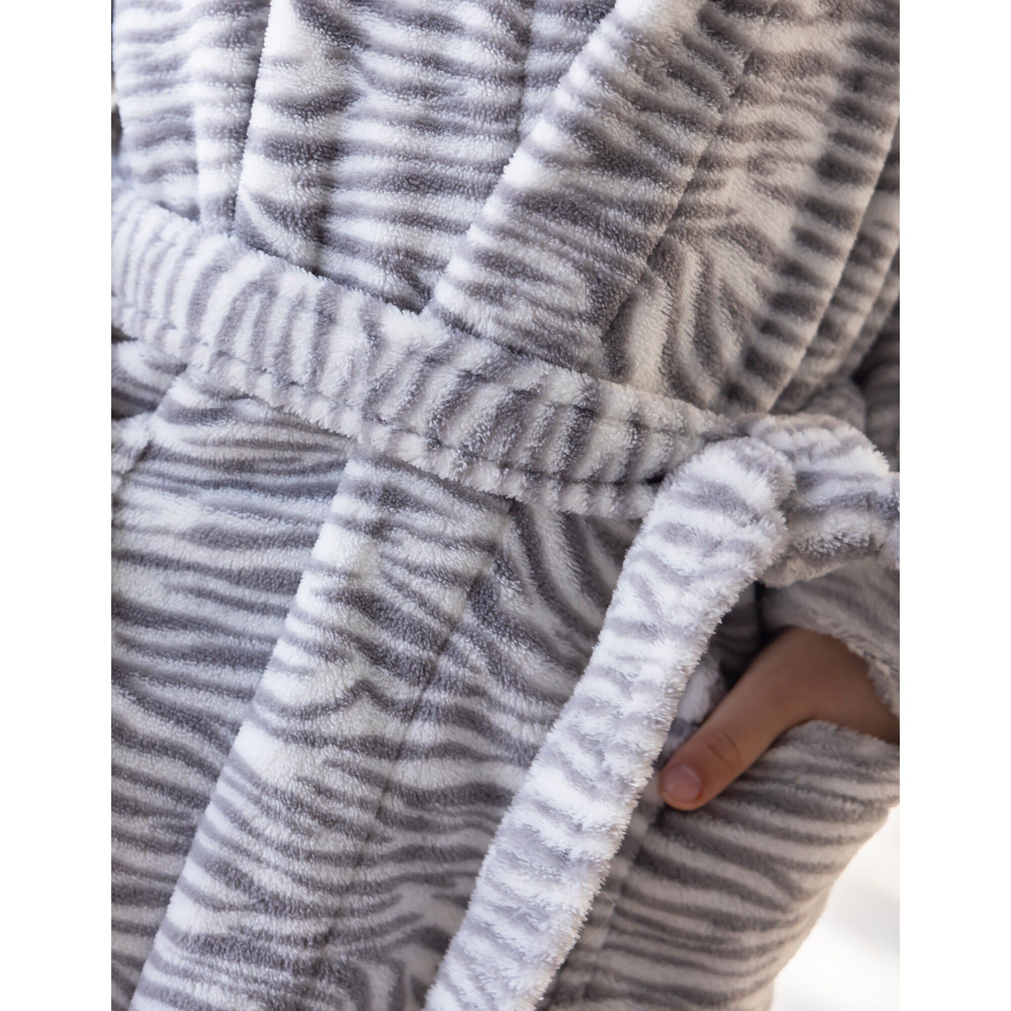 Peignoir de bain à capuche enfant zèbre microfibre toute douce
