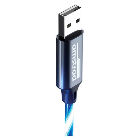 Cablu AMSTRAD USB-C LED Albastru 3m