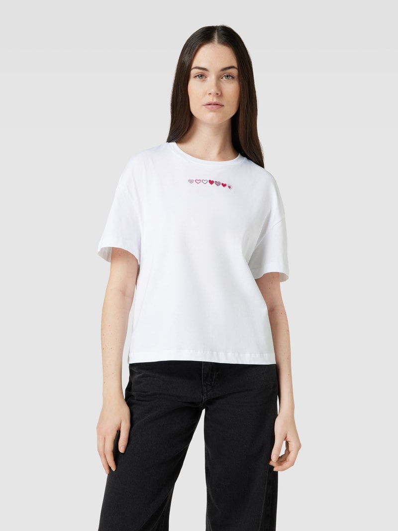 T-Shirt mit Ziersteinbesatz in offwhite