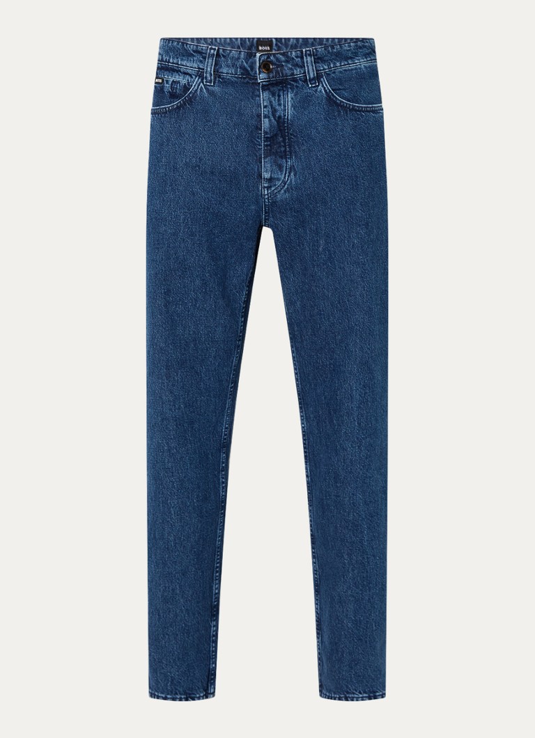 Calça jeans reta HUGO BOSS H-Akron com lavagem escura