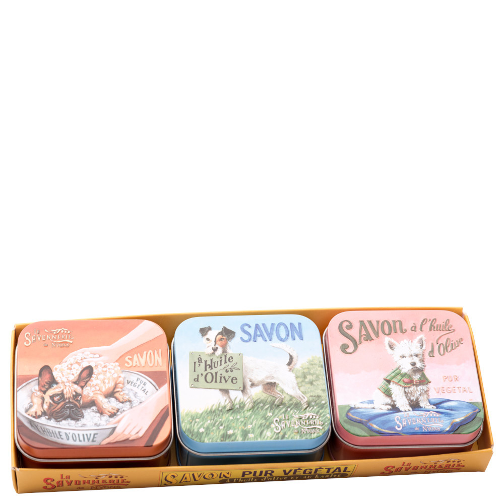 La savonnerie de nyons Lot de 3 Boîtes à Savon Rose 100g Chiens Savon