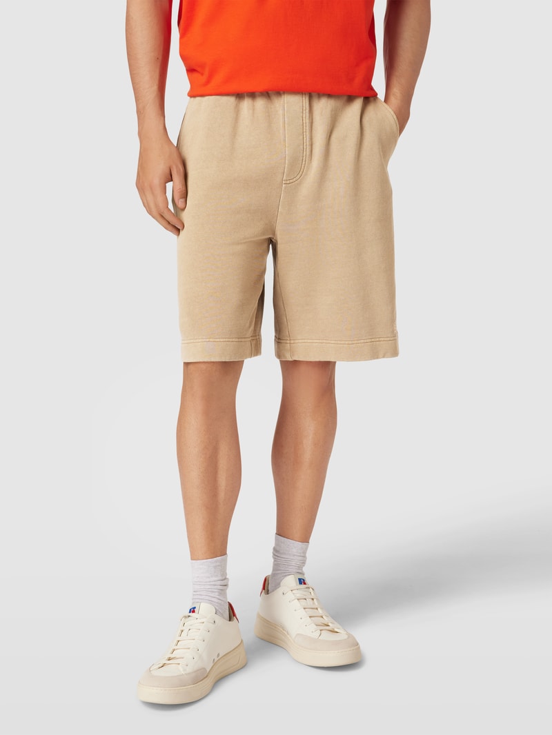 Shorts mit Label-Stitching Modell 'Neon' in sand meliert