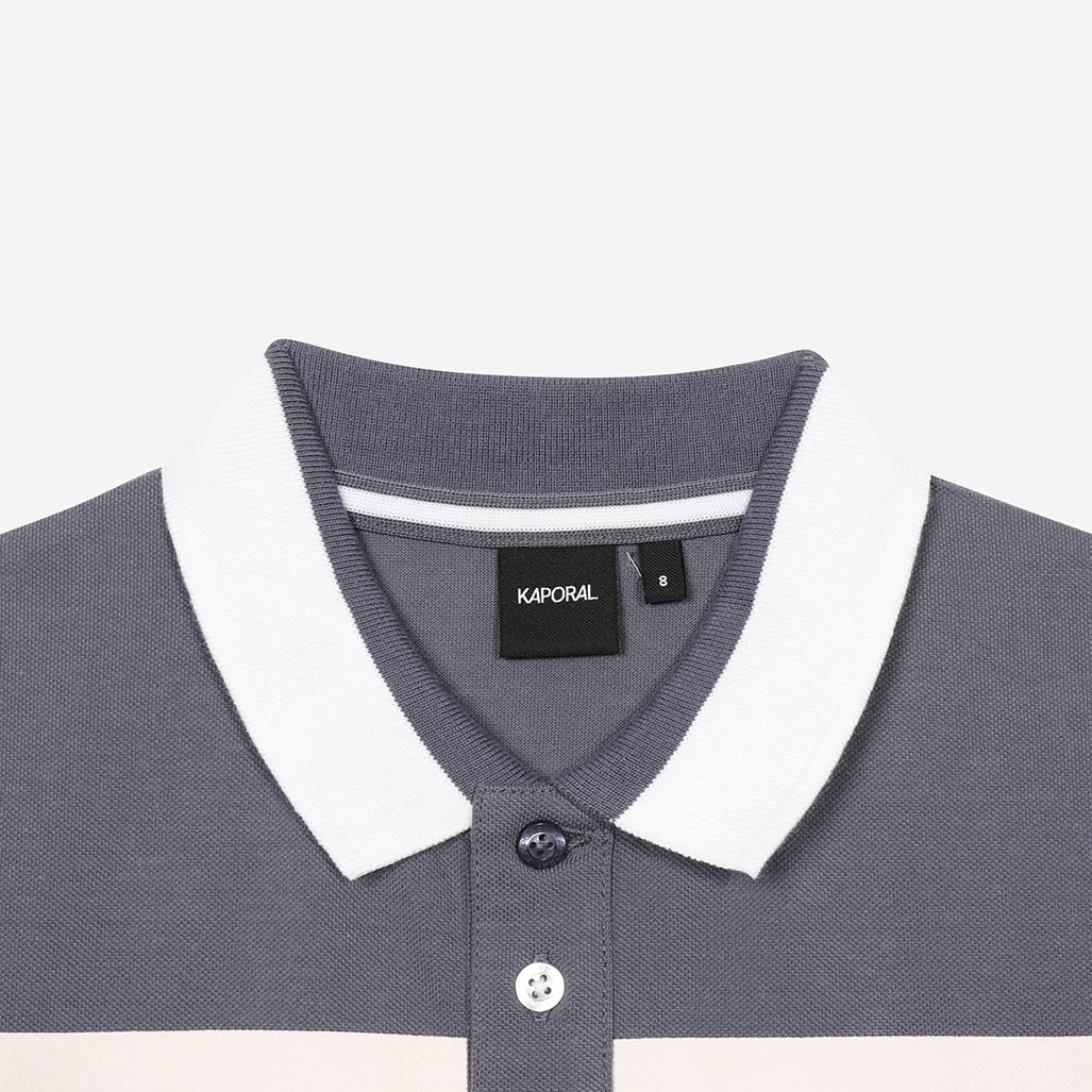 PAKA   Polo bleu gris Garçon en 100% coton