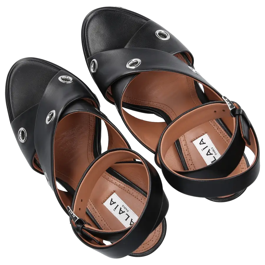Azzedine Alaïa - Plateausandalen 3S070 Kalbsleder - schwarz
