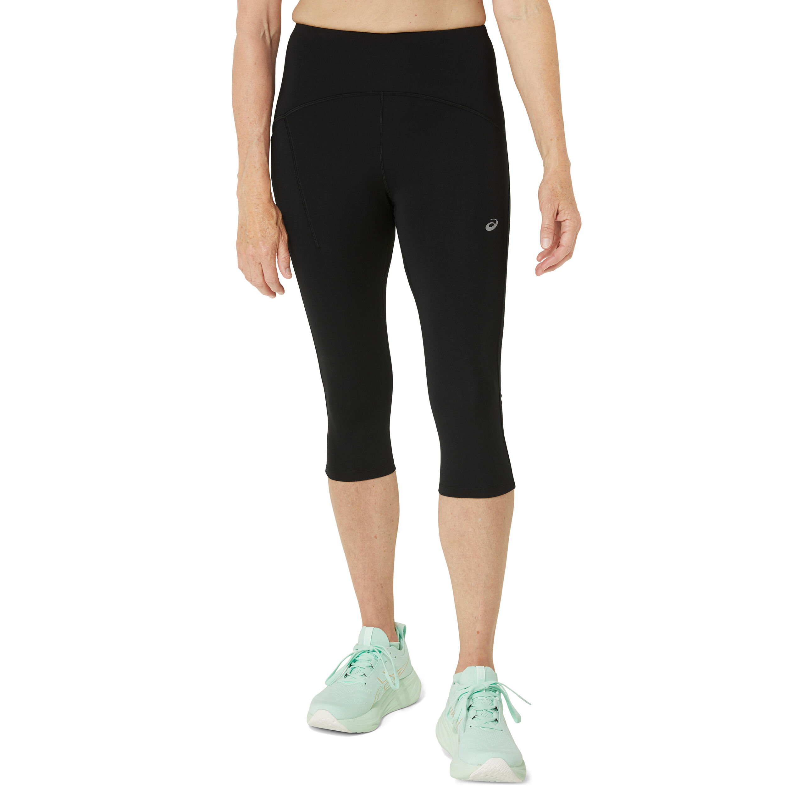 Road High Waist Capri Lauftight Damen - Schwarz