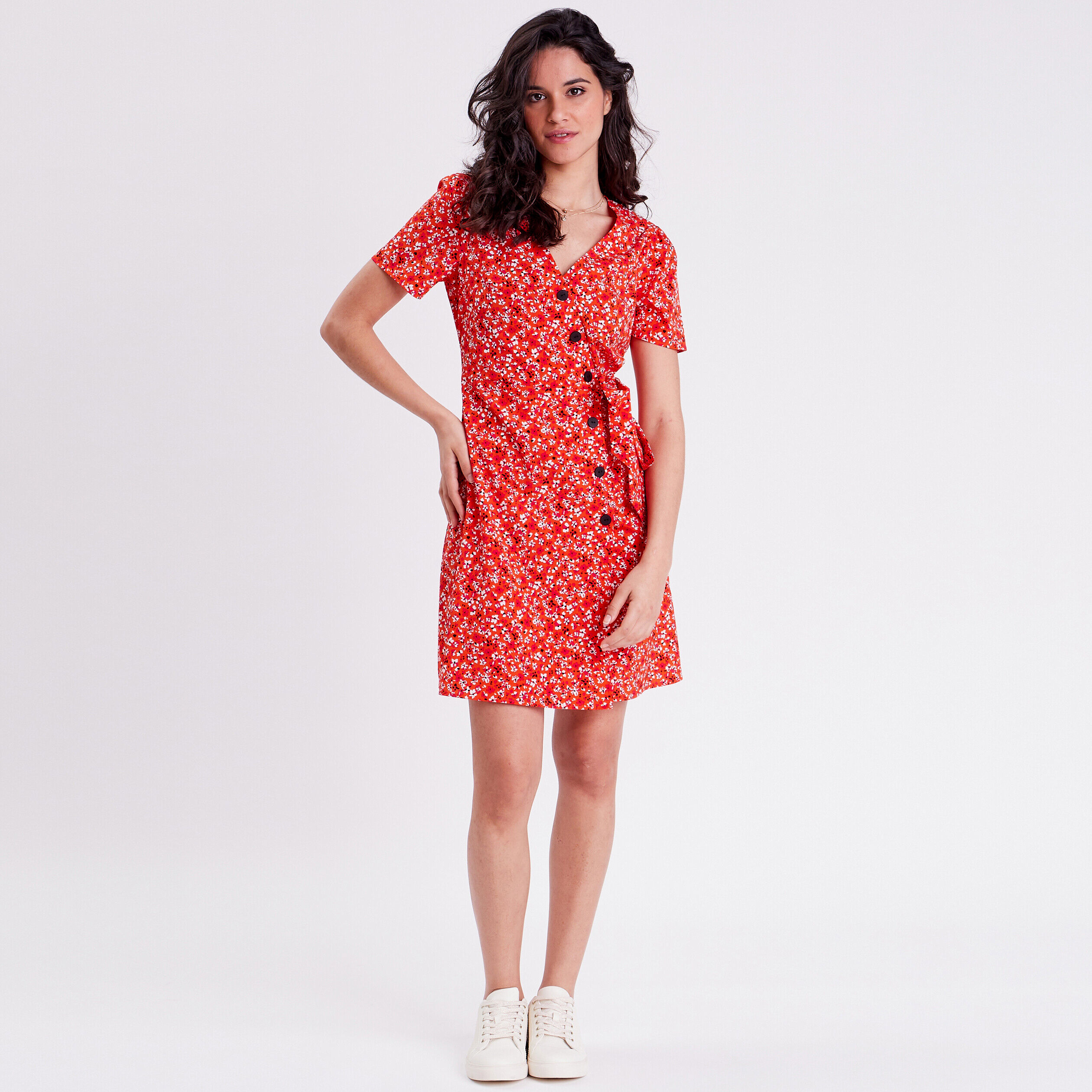 Robe cache-coeur orange femme | Cache Cache
