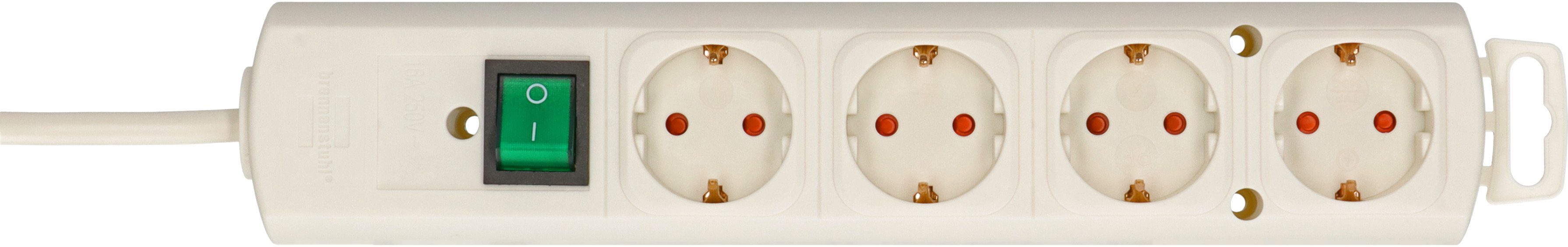Brennenstuhl Comfort-Line Plus Steckdosenleiste 4-fach (Kabellänge 2 m), mit Flachstecker, Schalter und extra breiten Abständen der Steckdosen