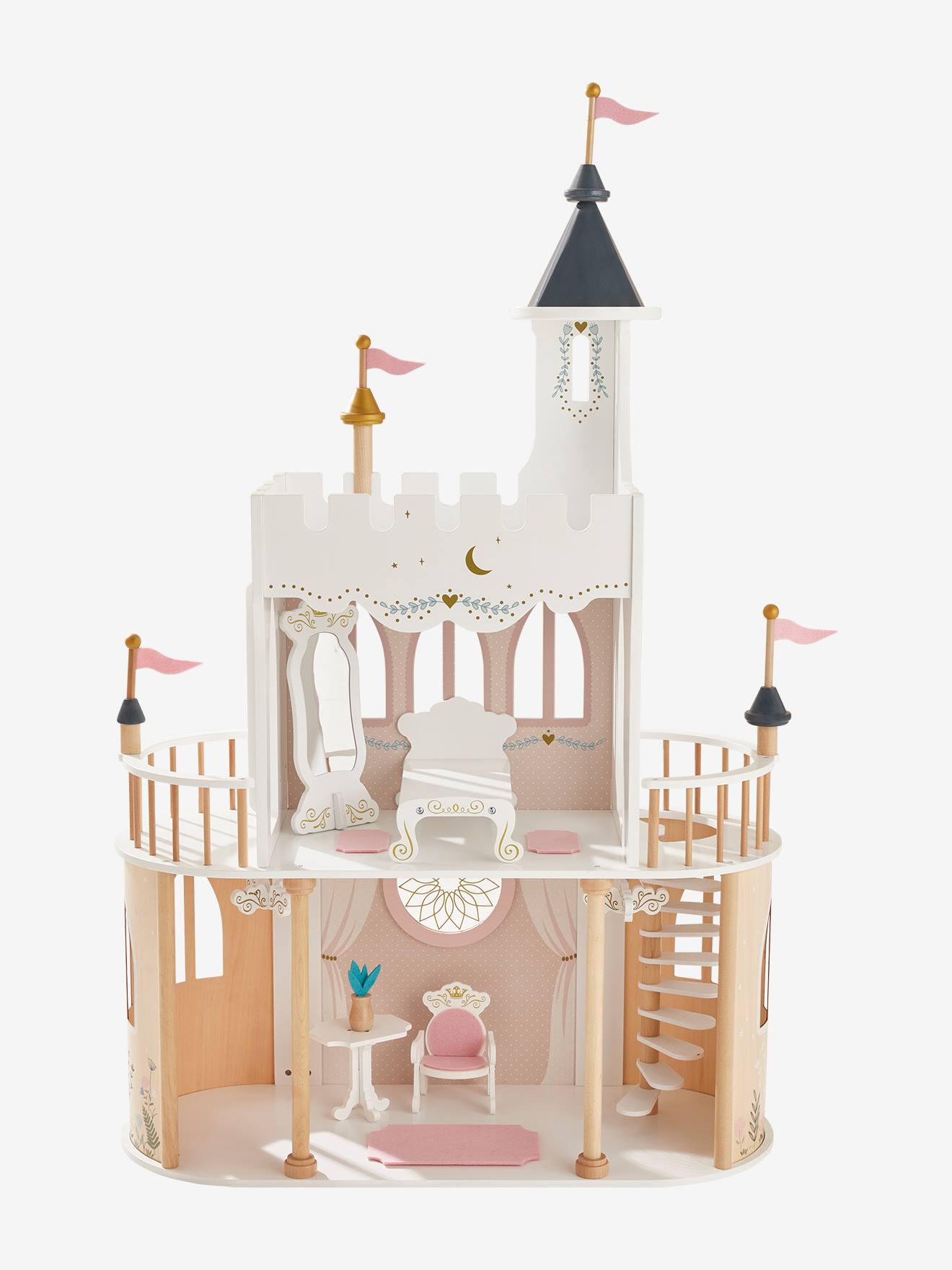 Château de princesse pour poupées mannequins en bois FSC® blanc