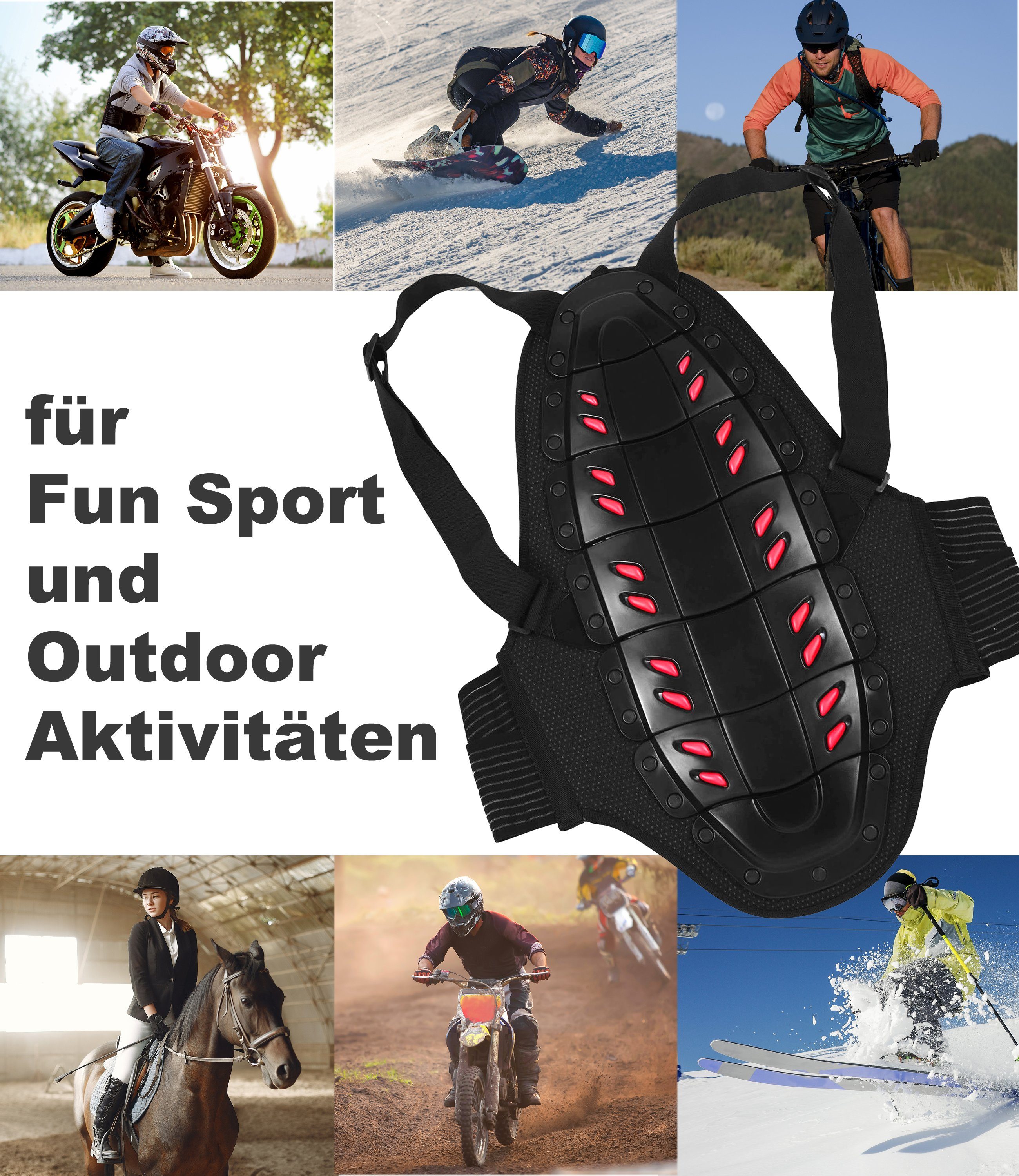 L.A. Sports Rückgrat-/Rückenprotektor Rückenprotektor Fun-Sport Ski Snowboard Kinder Jugendliche verstellbar, wärmender Gurt, hoher Tragekomfort, gute Passform