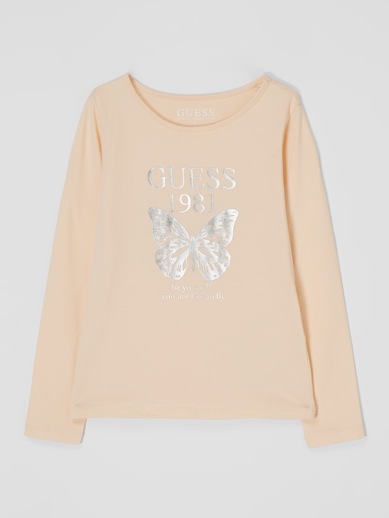 Longsleeve mit Logo in ecru