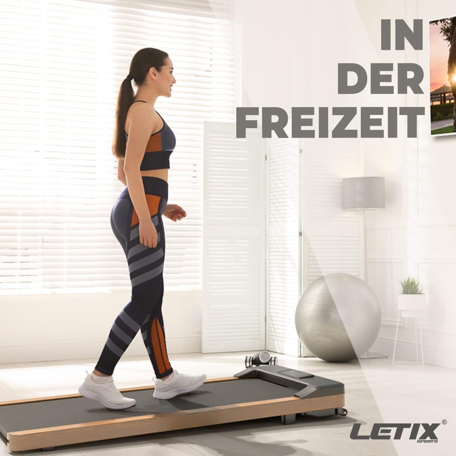 Letix Sports Laufband (Laufband DeskWalk für zu Hause oder Büro, Fitnessgerät Schreibtisch), Laufband für zu Hause mit 5-Lagen bestehende Lauffläche