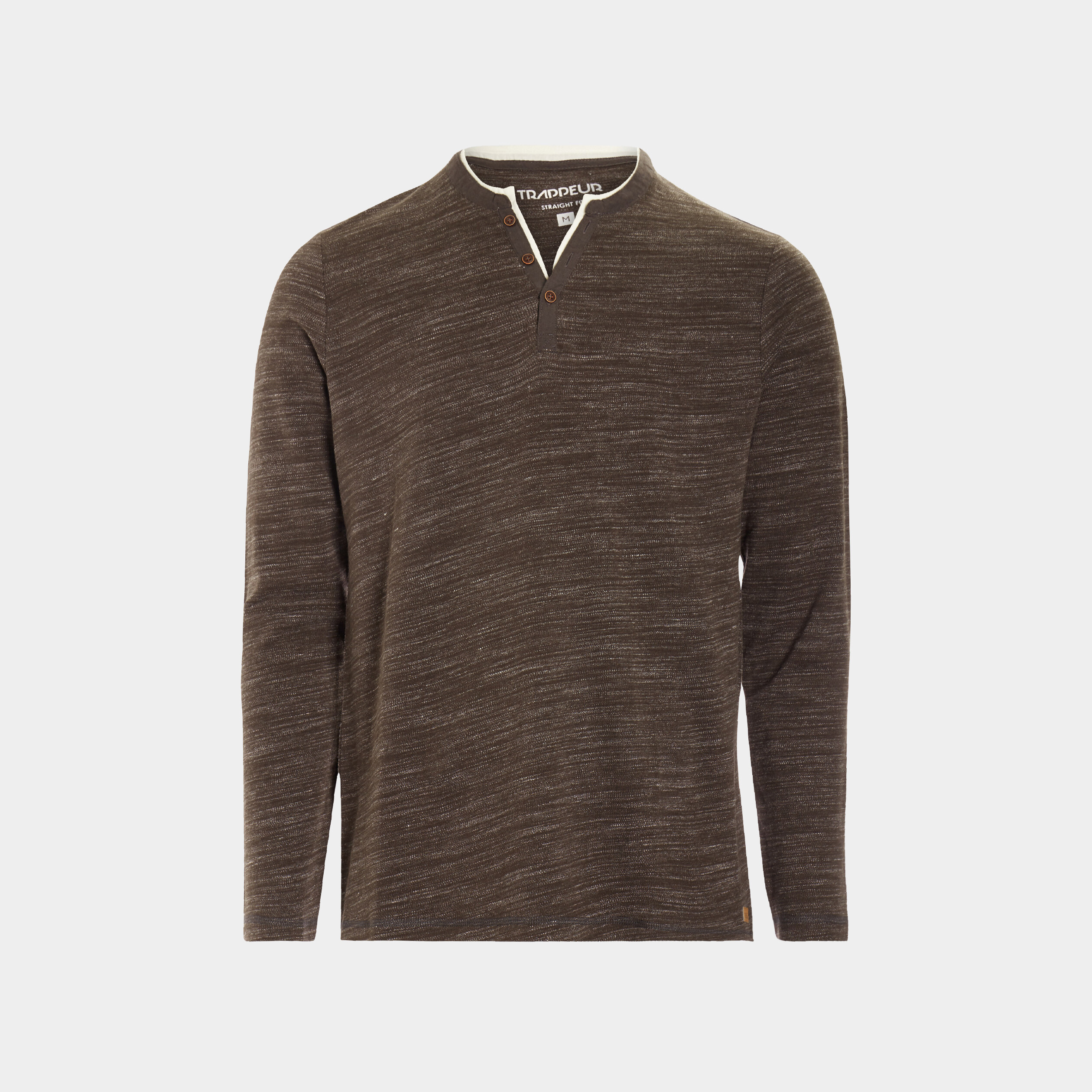 T-shirt avec col tunisien gris foncé homme | La Halle