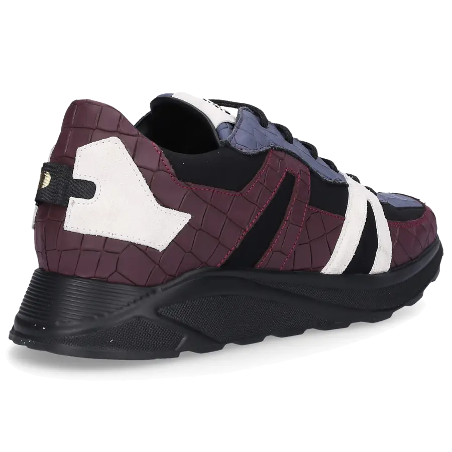 Hide & Jack - Sneaker low RUNNING JET Kalbsleder Logo Prägung blau bordeaux - rot