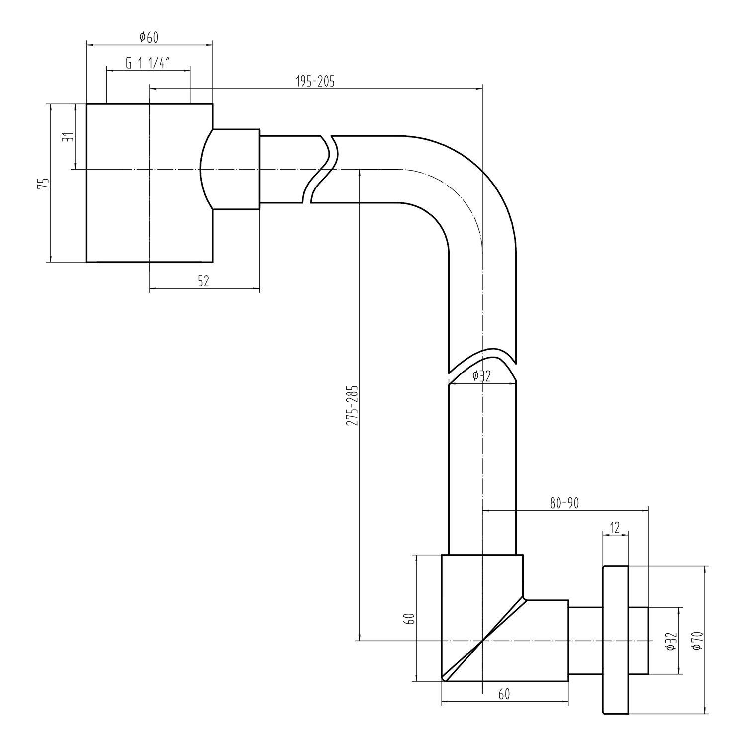 NEG Ablaufgarnitur NEG Raumspar-Siphon NX62R (rund) (62R)
