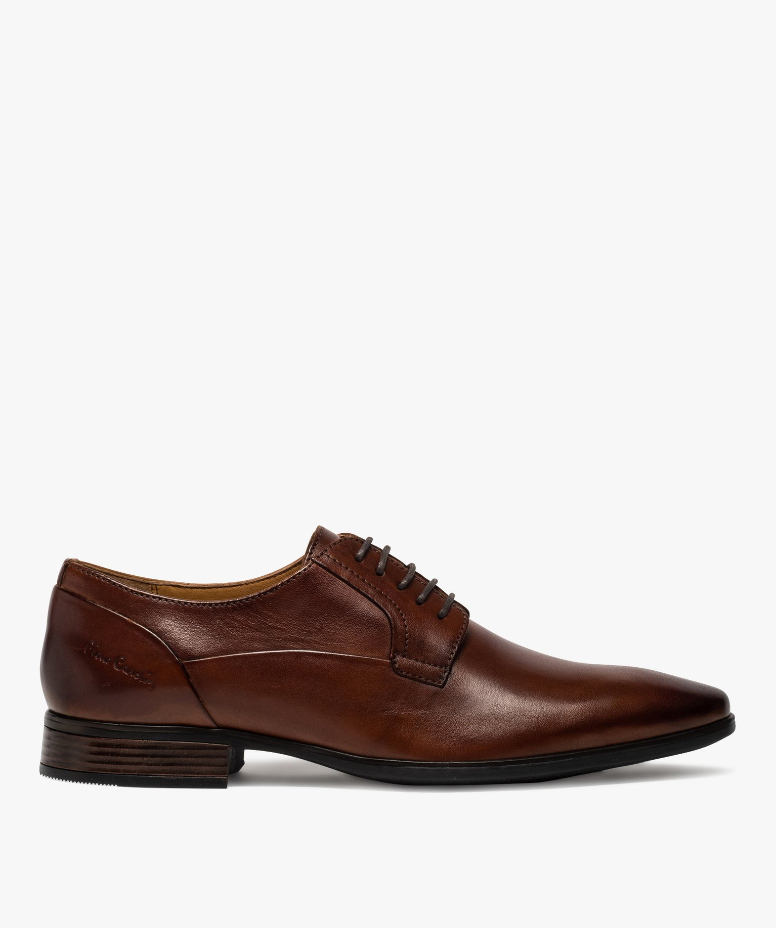 Derbies homme unis en cuir à bout amande – Pierre Cardin camel | GEMO