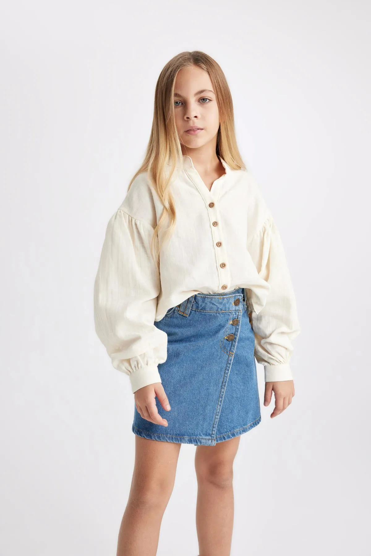 DeFacto  Mädchen-Musselin-Langarmshirt mit entspannter Passform