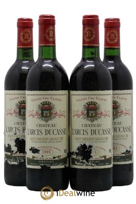 Château Larcis Ducasse 1er Grand Cru Classé B  1991 - Lot de 4 Bouteilles