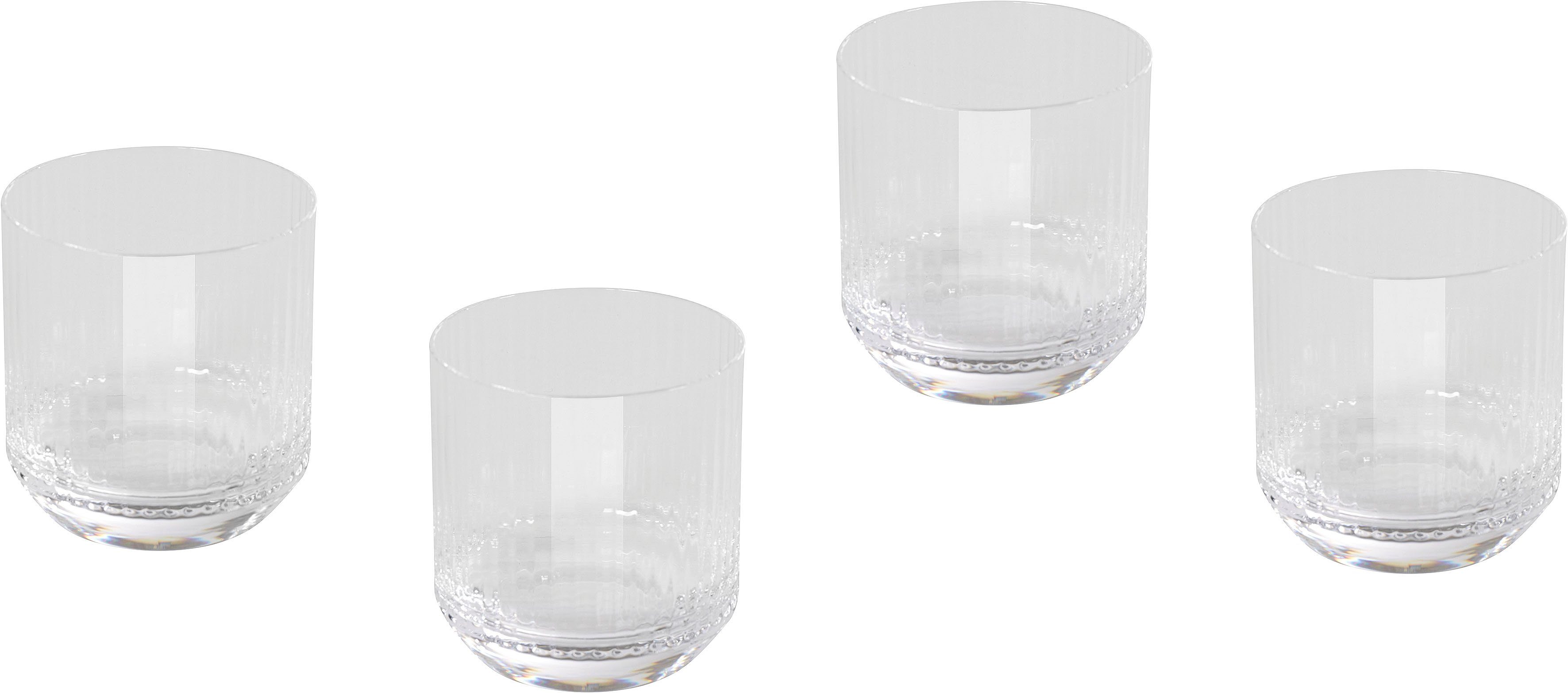 Home affaire Whiskyglas, Glas, trendige Riffelstruktur, 32 cl, 4-teilig