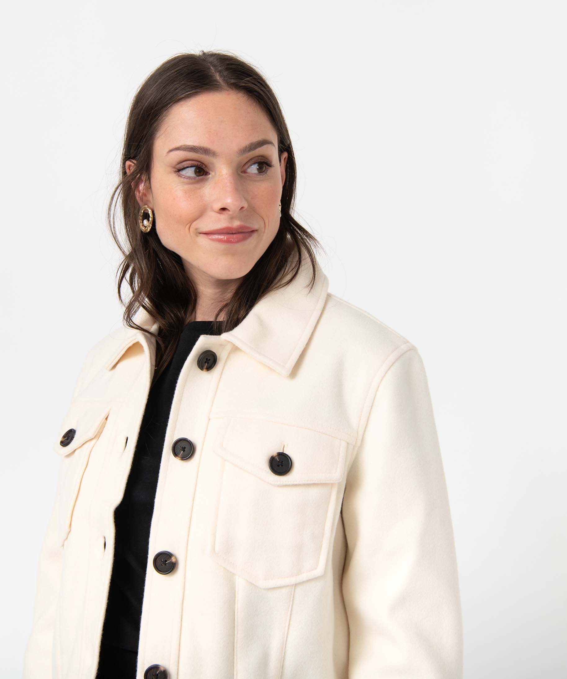 Blouson femme avec larges poches poitrine ecru | GEMO