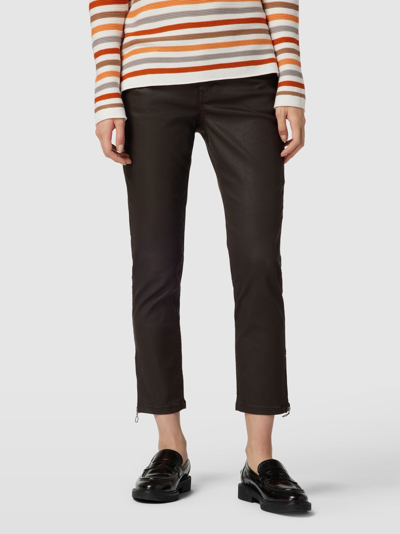 Slim Fit Stoffhose in verkürzter Passform in dunkelbraun