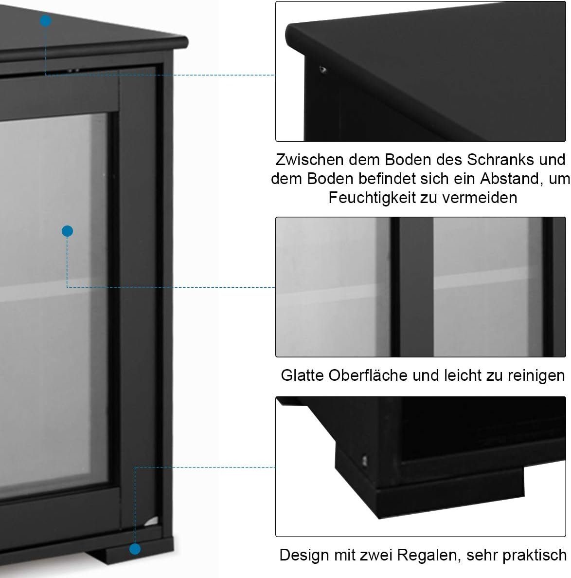 KOMFOTTEU Sideboard Küchenschrank, mit Schiebetüren