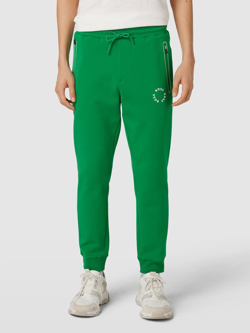 Sweatpants mit Label-Print Modell 'Hadiko' in hellgrün