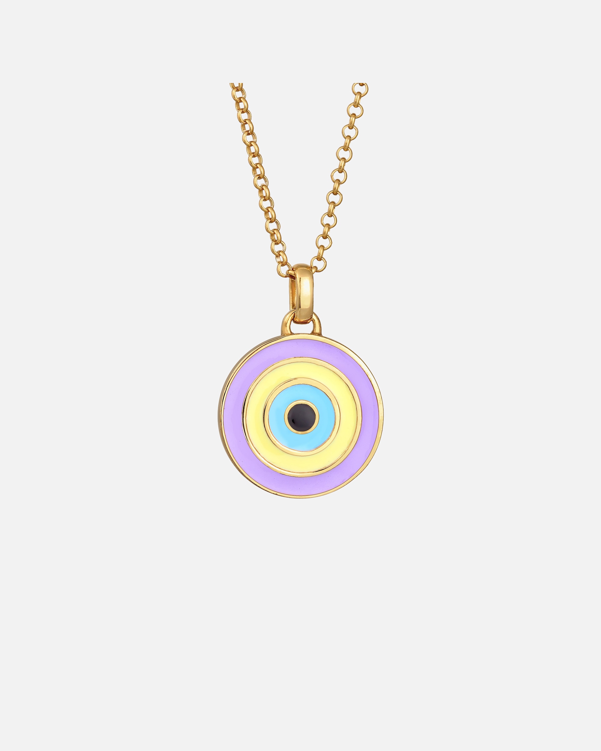 Colgante de disco con ojo turco en tonos pastel de Elli para mujer, con esmalte, en plata de ley 925 chapada en oro.