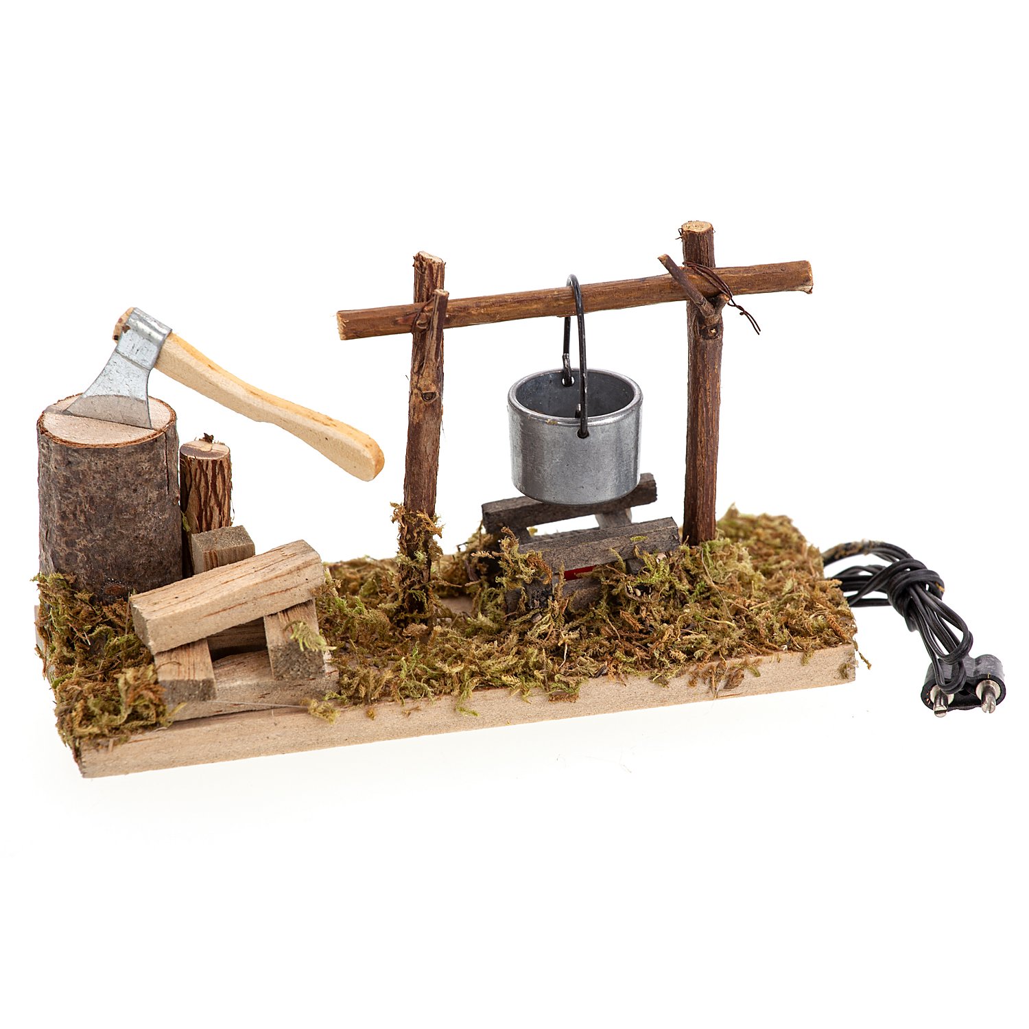 Feuerstelle mit Axt, 12,5 x 5 x 7 cm