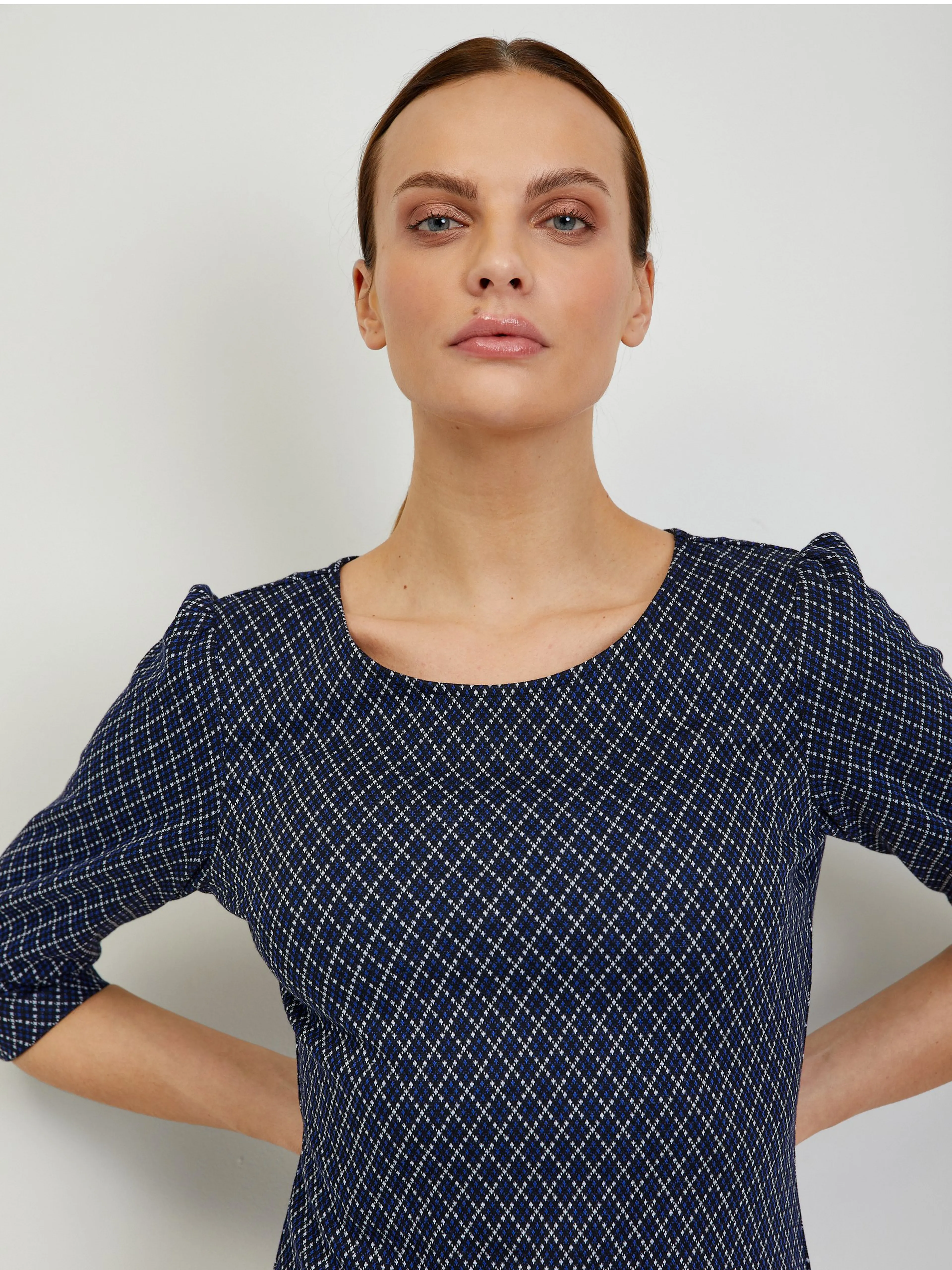 Dunkelblaues gemustertes Damen-T-Shirt ORSAY