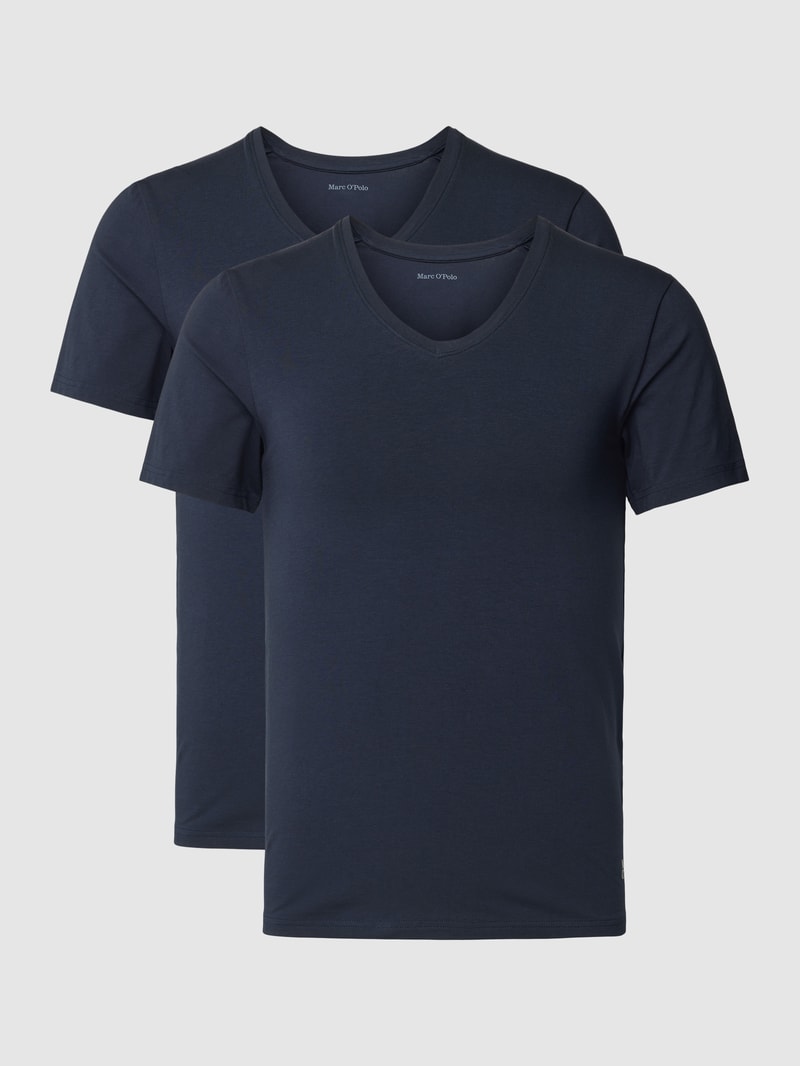 T-Shirt im 2er-Pack Modell 'ESSENTIALS' in dunkelblau