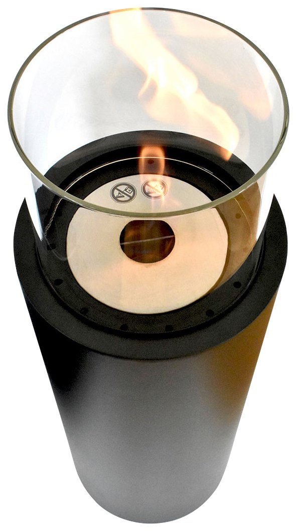 GLOW FIRE Echtfeuer-Dekokamin Glow Fire Emma Ethanol-Standsäule, mit Heizleistung, TÜV Zertifizierte Sicherheit